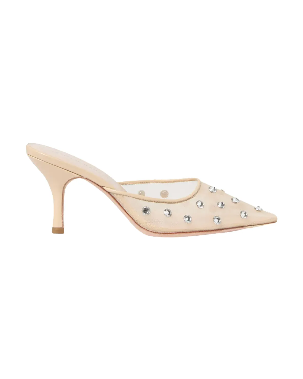 Paloma Mesh Mid-Heel Closed Toe Mule (Cream/Clear)