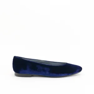 Papanatas Velvet Azul Pointed Flat