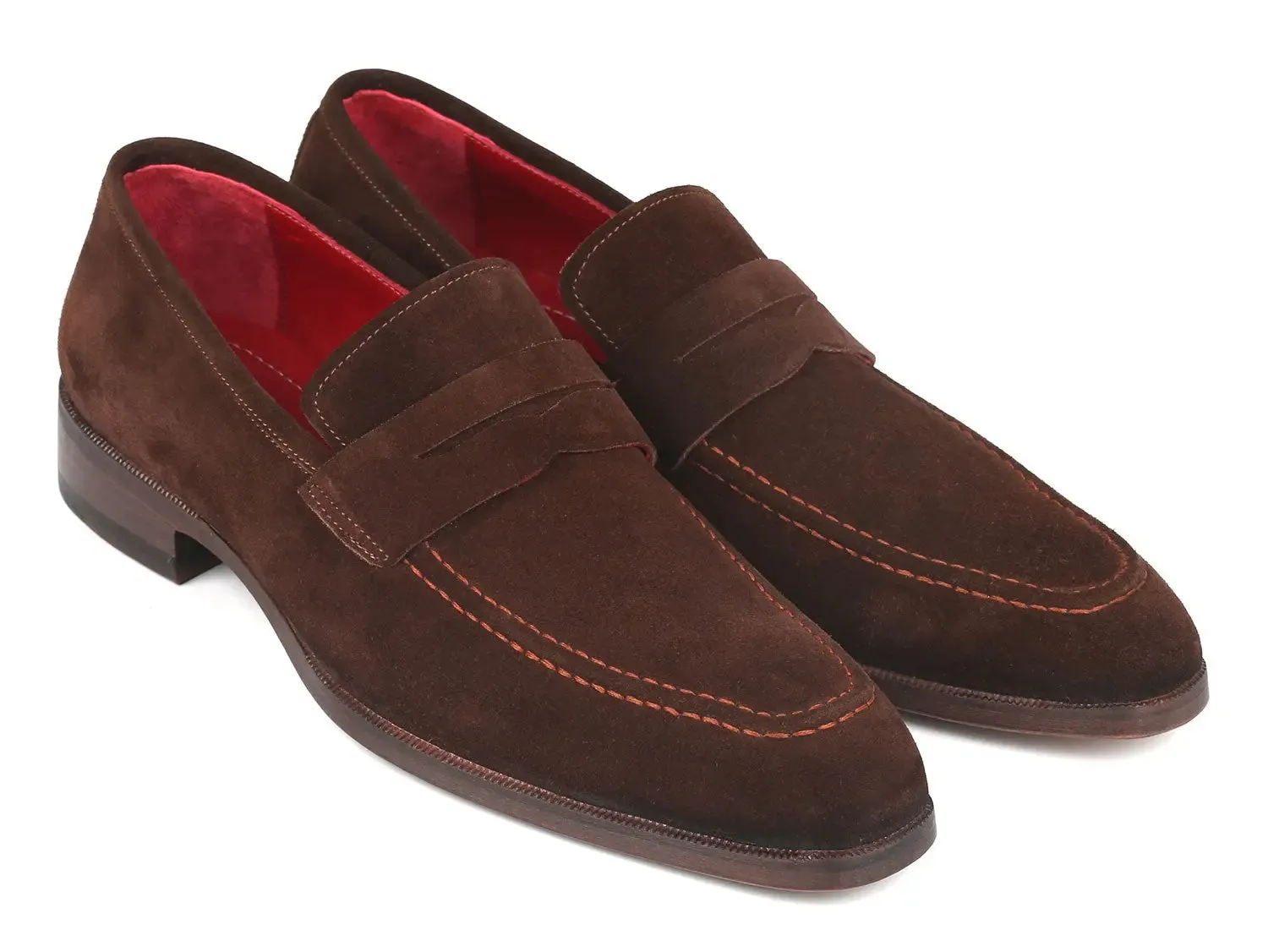 Paul Parkman Men's Suede Penny Loafers in Brown