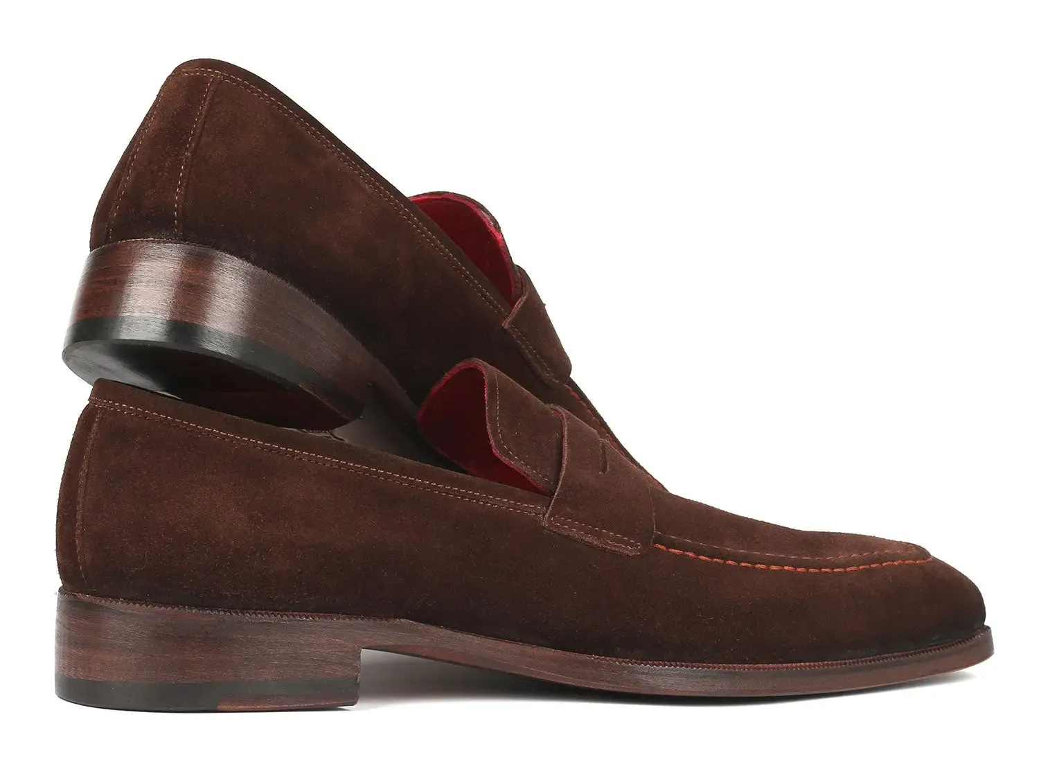 Paul Parkman Men's Suede Penny Loafers in Brown