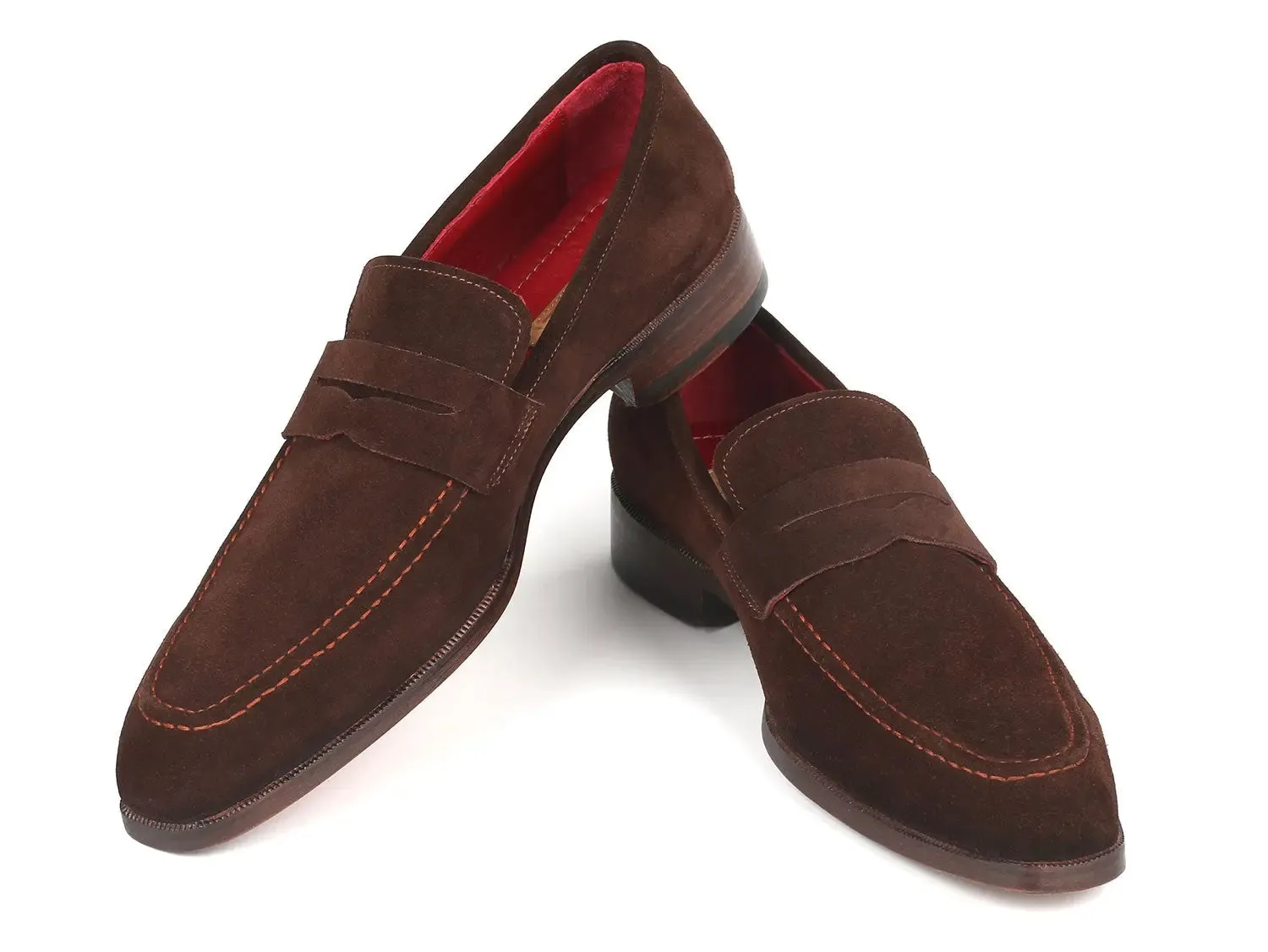 Paul Parkman Men's Suede Penny Loafers in Brown