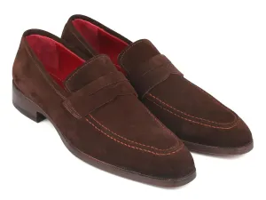 Paul Parkman Men's Suede Penny Loafers in Brown