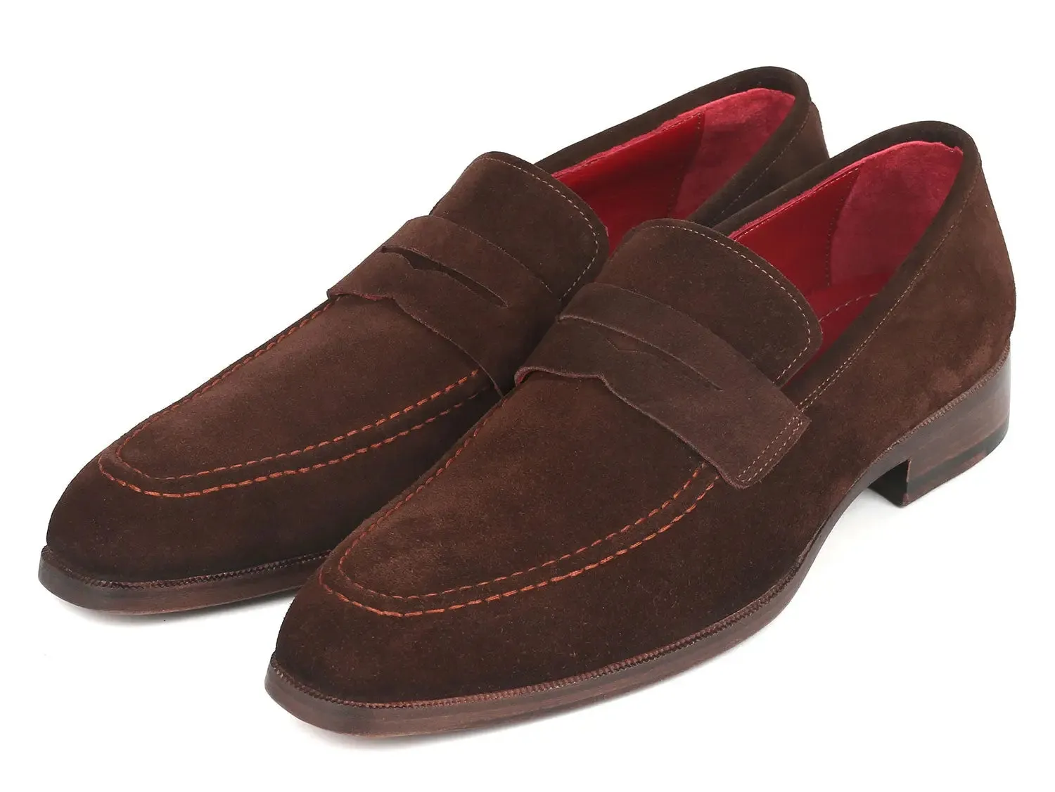 Paul Parkman Men's Suede Penny Loafers in Brown