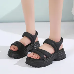 Platform Heel Sandal with Elastic Closure