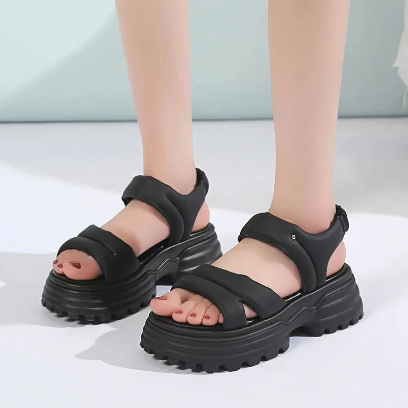 Platform Heel Sandal with Elastic Closure