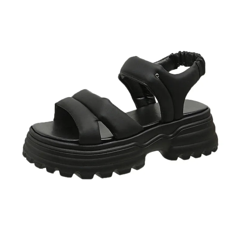 Platform Heel Sandal with Elastic Closure