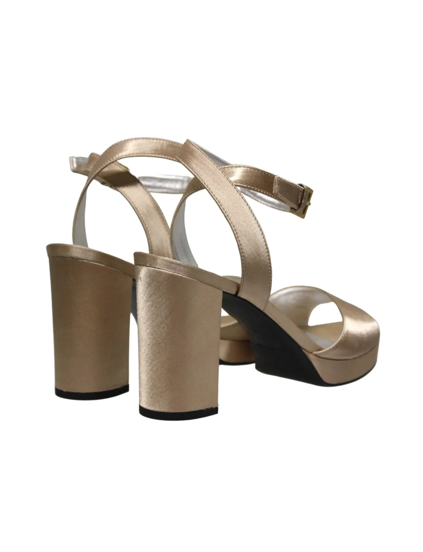 Platform sandal in gold satin