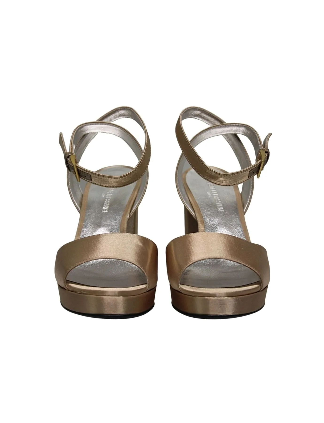 Platform sandal in gold satin