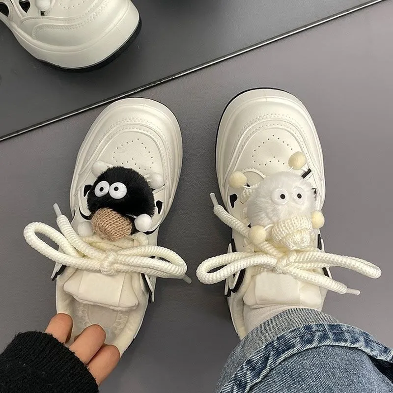 Platform Two Tone Heart Applique Faux Leather Lace-Up Sneakers