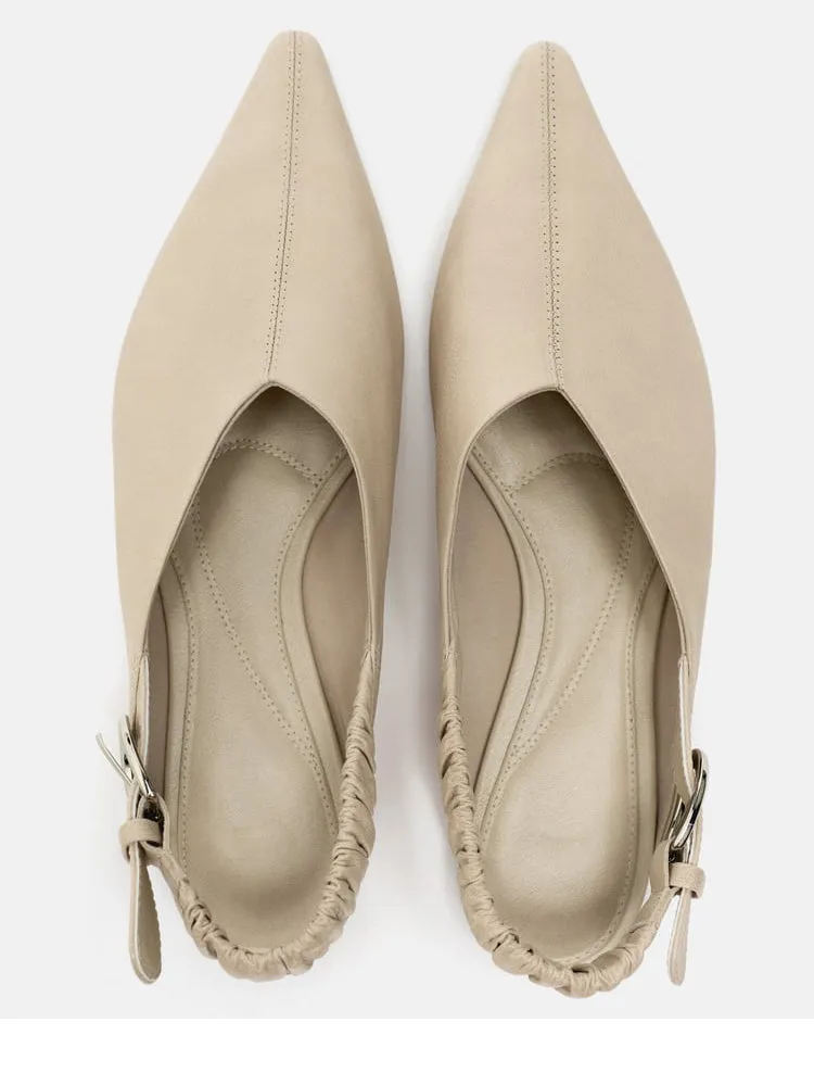 Pointed buckle straps flat sandals