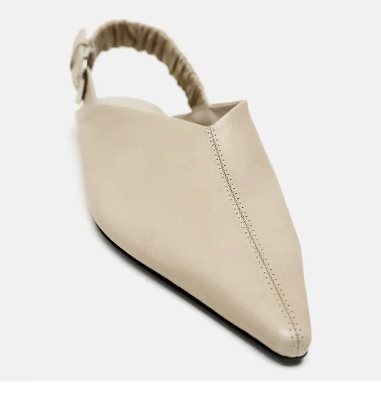 Pointed buckle straps flat sandals