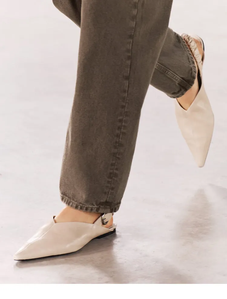 Pointed buckle straps flat sandals