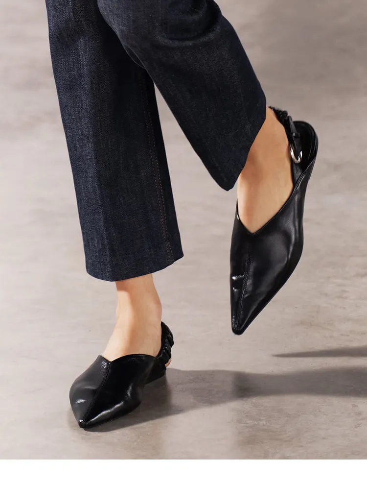 Pointed buckle straps flat sandals