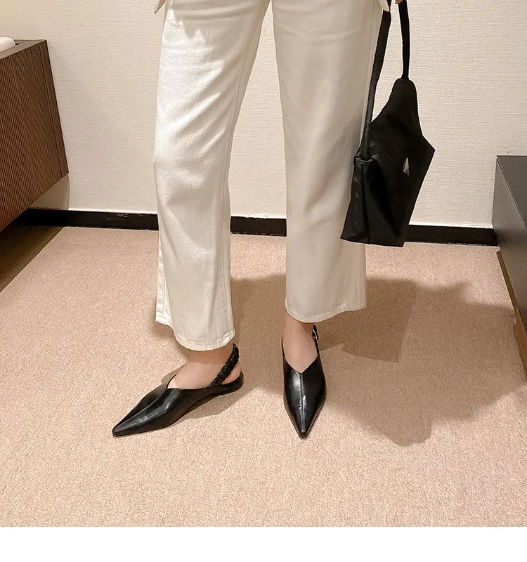 Pointed buckle straps flat sandals