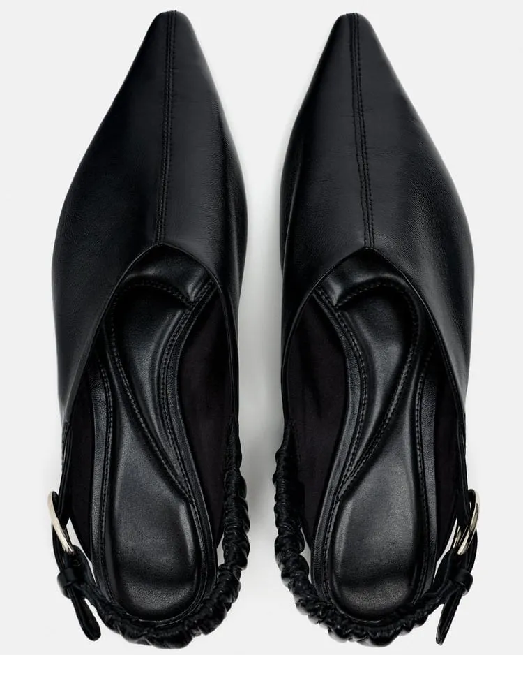 Pointed buckle straps flat sandals
