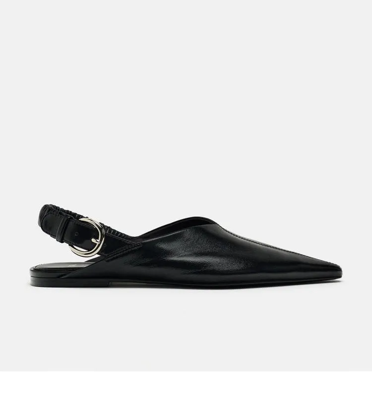 Pointed buckle straps flat sandals
