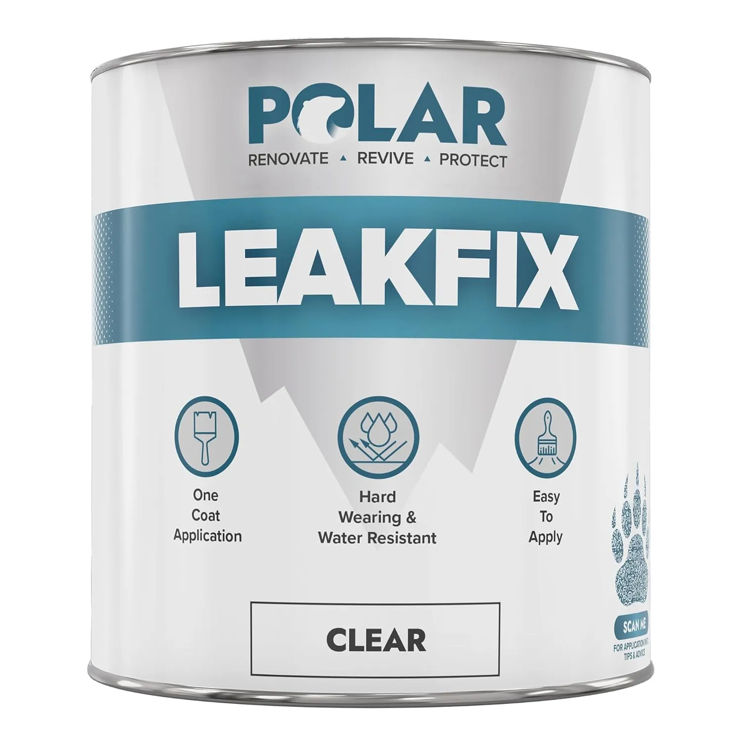 Polar Clear Leak Fix Paint - 35 oz - One Coat Waterproof Sealant with Reinforced Fibers, Instantly Seals Leaks & Cracks for Roofs, Drainpipes and Gutter Repairs for Exterior Use