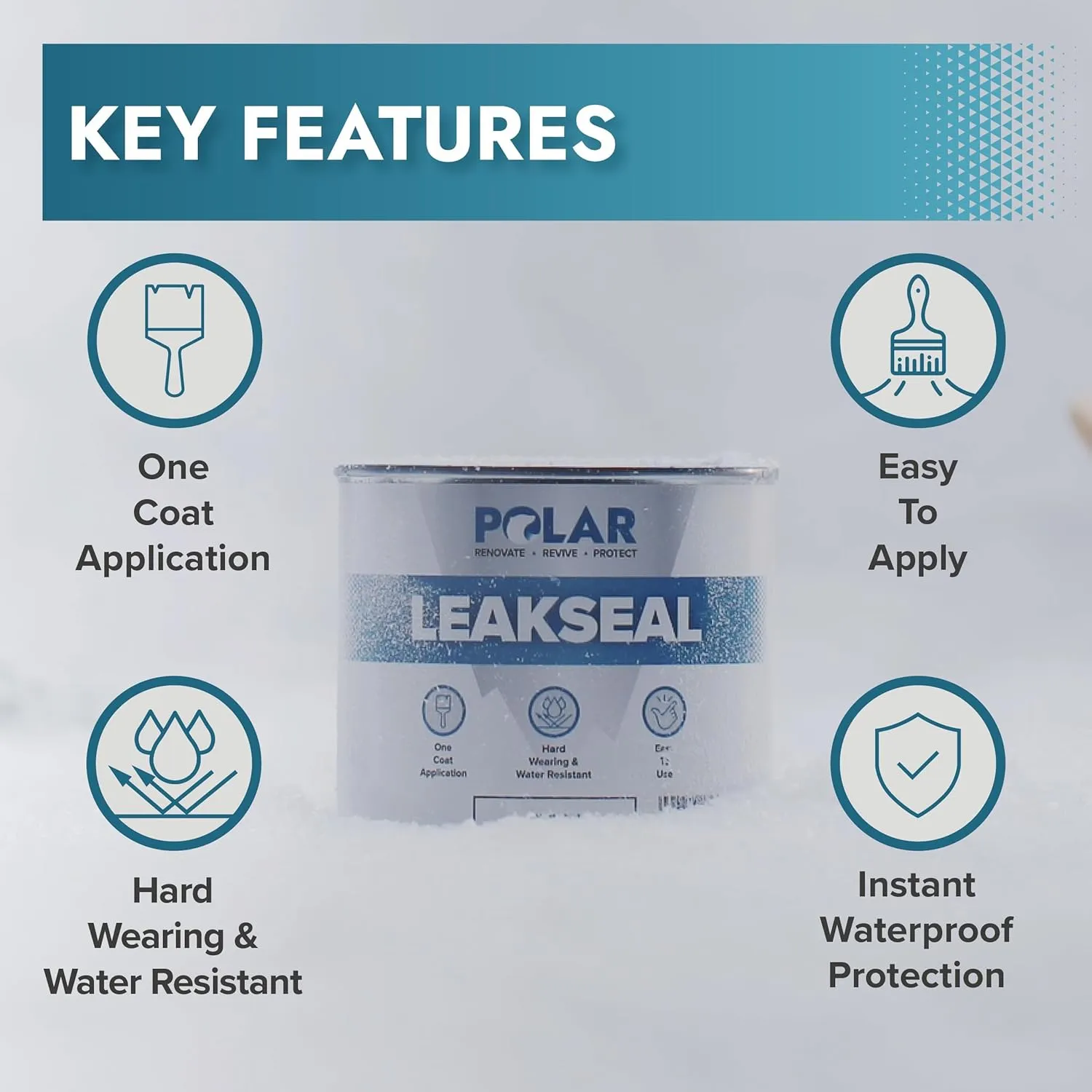 Polar Clear Leak Fix Paint - 35 oz - One Coat Waterproof Sealant with Reinforced Fibers, Instantly Seals Leaks & Cracks for Roofs, Drainpipes and Gutter Repairs for Exterior Use