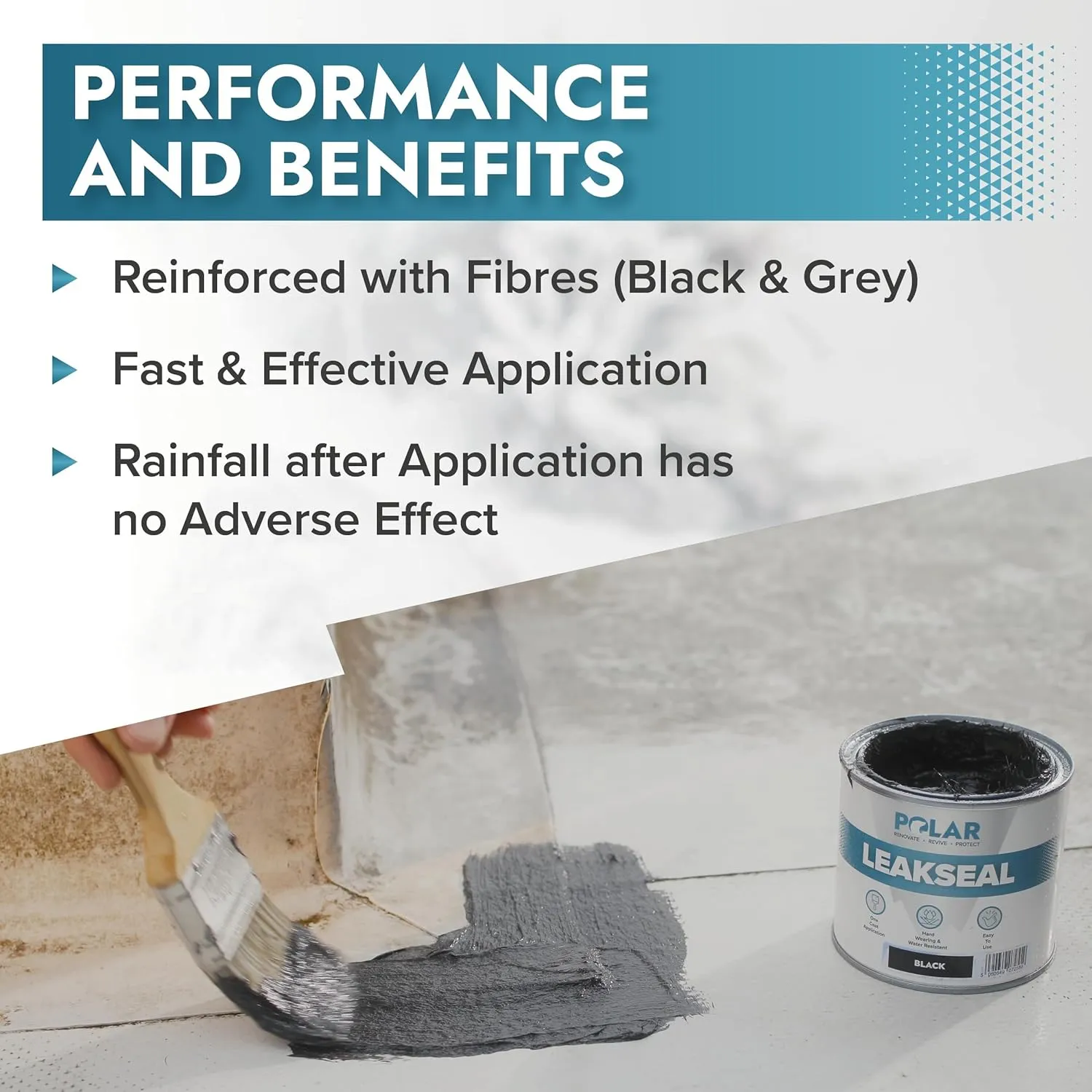 Polar Clear Leak Fix Paint - 35 oz - One Coat Waterproof Sealant with Reinforced Fibers, Instantly Seals Leaks & Cracks for Roofs, Drainpipes and Gutter Repairs for Exterior Use