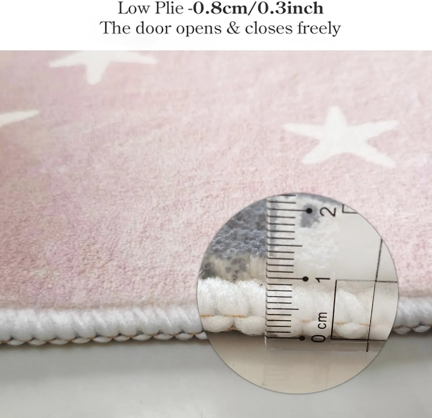 Poowe Stars Round Rug for Kids Room 4 FT Alphabet Super Soft Rug Non Slip Nursery Rug Bedroom Playroom Rug Washable Classroom Circle Rug for Kids Baby Toddlers-Pink