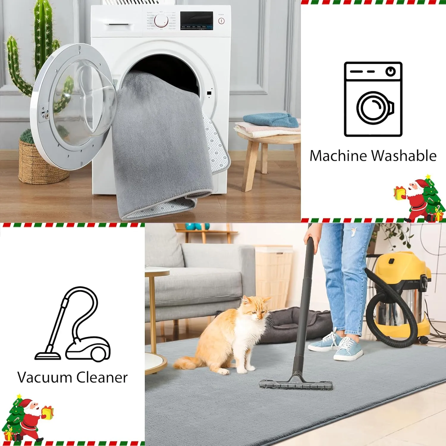 Przemy Washable Grey Rugs for Bedroom Living Room, 2x6 Feet Runner Rug Soft Memory Foam Indoor Carpet for Hallway Kids Boys Girls Room Dorm Bedside Nursery Decor Mat