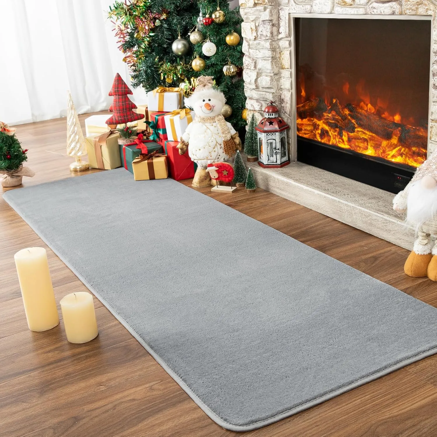 Przemy Washable Grey Rugs for Bedroom Living Room, 2x6 Feet Runner Rug Soft Memory Foam Indoor Carpet for Hallway Kids Boys Girls Room Dorm Bedside Nursery Decor Mat