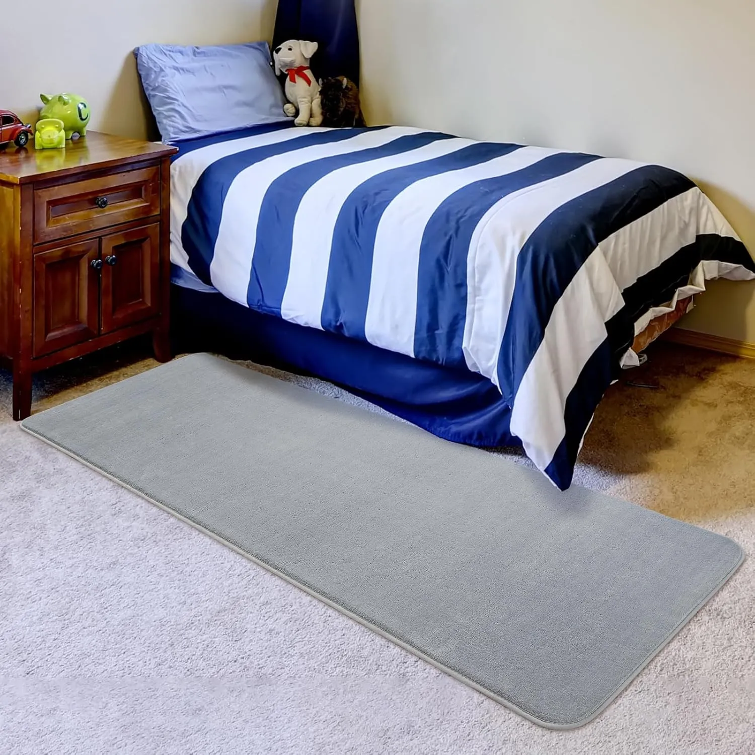 Przemy Washable Grey Rugs for Bedroom Living Room, 2x6 Feet Runner Rug Soft Memory Foam Indoor Carpet for Hallway Kids Boys Girls Room Dorm Bedside Nursery Decor Mat