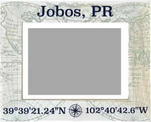 R and R Imports Jobos Puerto Rico Souvenir Wooden Photo Frame Compass Coordinates Design Matted to 4 x 6