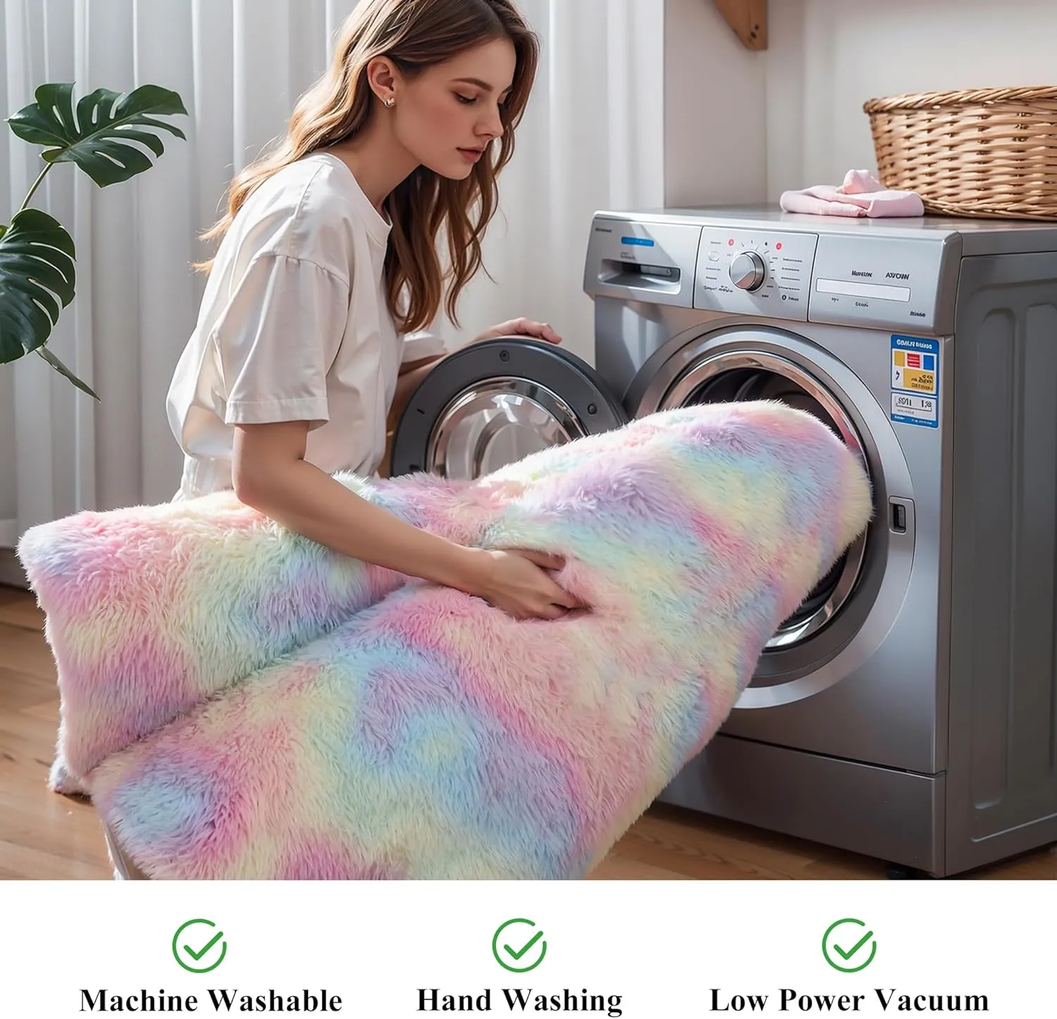 Rainbow 4x6 Kids Unicorn Rugs for Girls Bedroom, Soft Fluffy Shaggy Shag Washable Non Slip Fuzzy Plush Area Rug for Living Room, Pastel Princess Throw Furry Carpet for Nursery Baby Boys Dorm Playroom