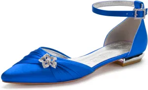 Rhinestones Wedding Shoes for Bride Flats Pointed Toe Flat Bridal Shoes Women Evening Dress Shoes