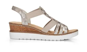 Rieker Ladies Low Wedge Slip On Sandal V3822-90