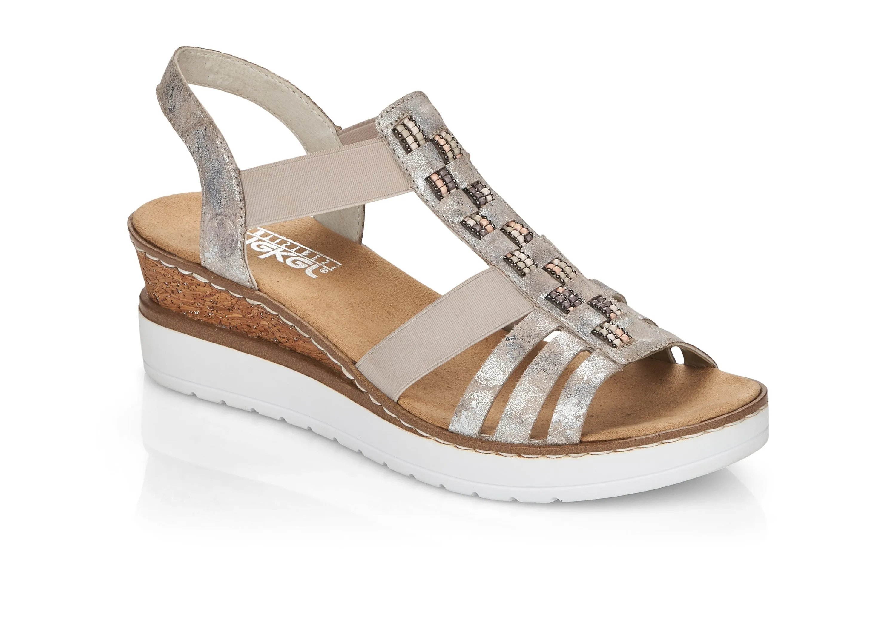 Rieker Ladies Low Wedge Slip On Sandal V3822-90