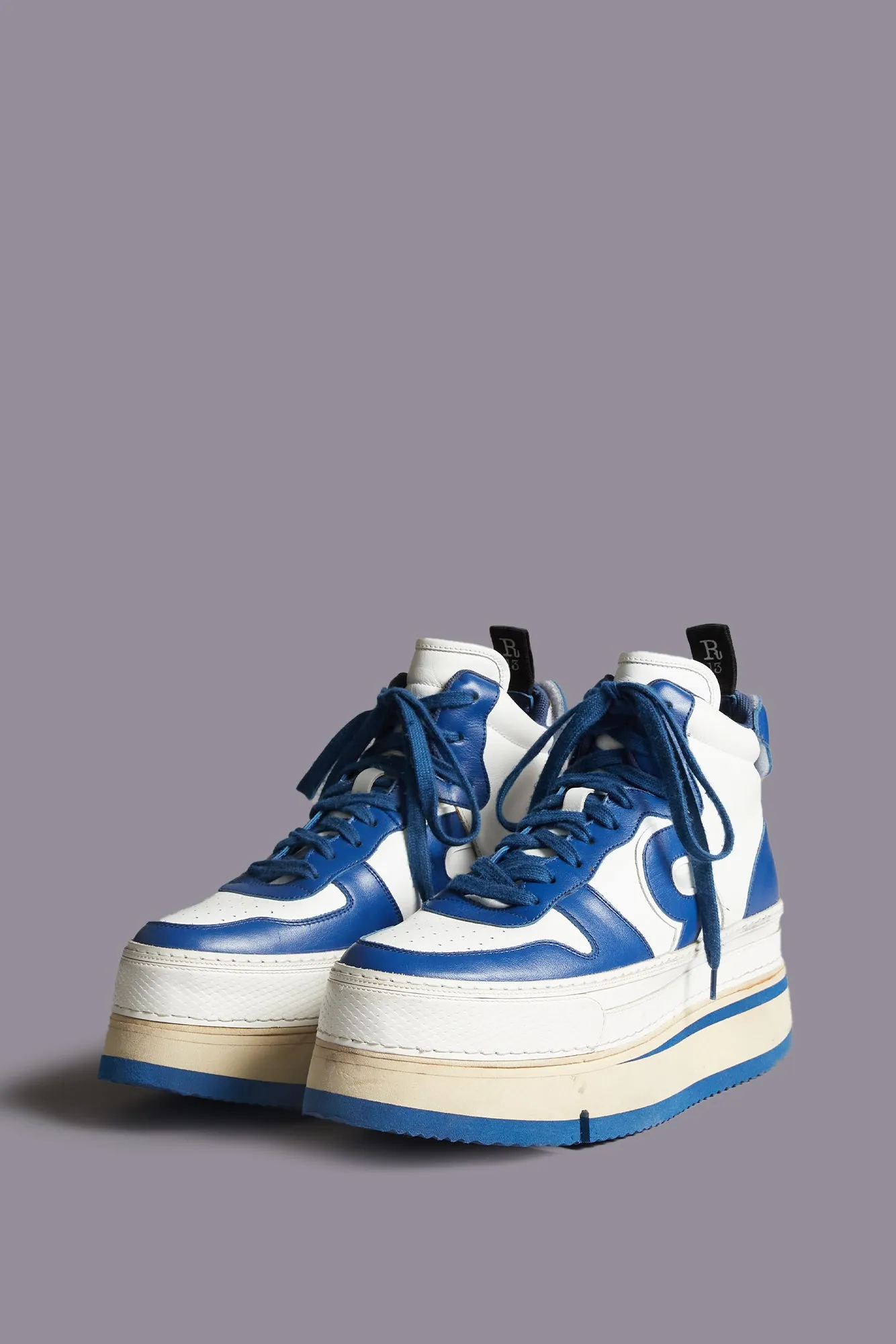RIOT LEATHER HIGH TOP - BLUE AND WHITE