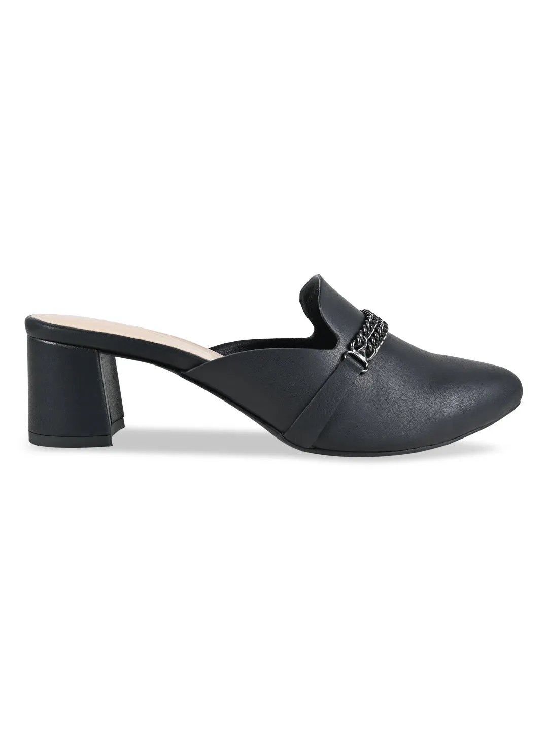 Rocia By Regal Black Women Chain Embellished Mules