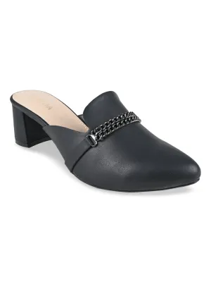 Rocia By Regal Black Women Chain Embellished Mules