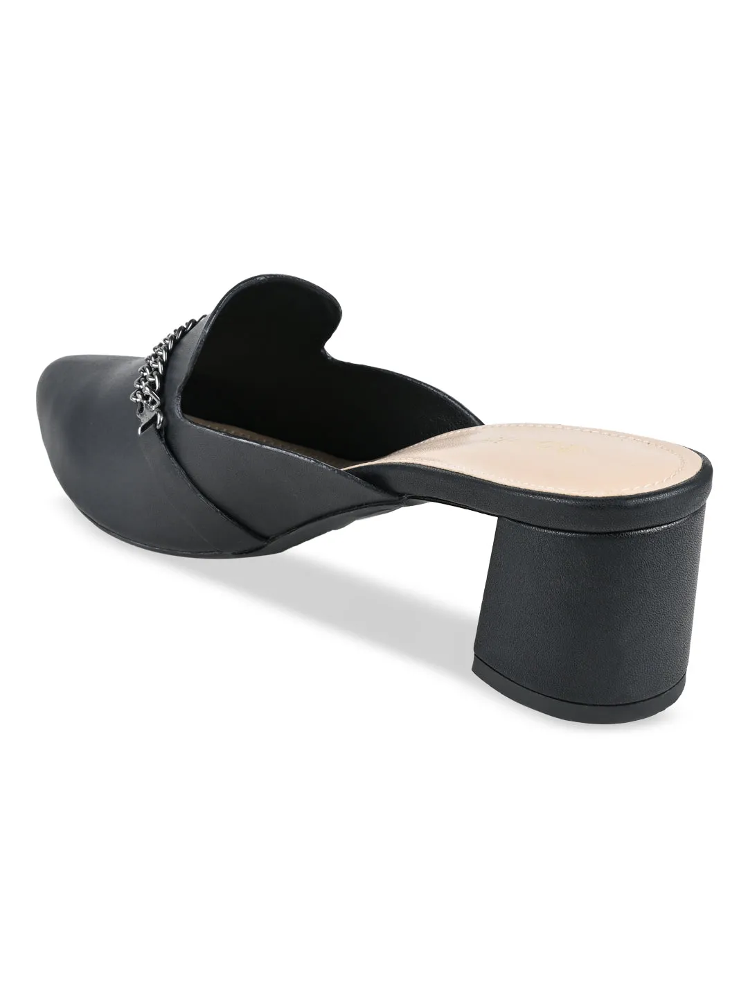 Rocia By Regal Black Women Chain Embellished Mules