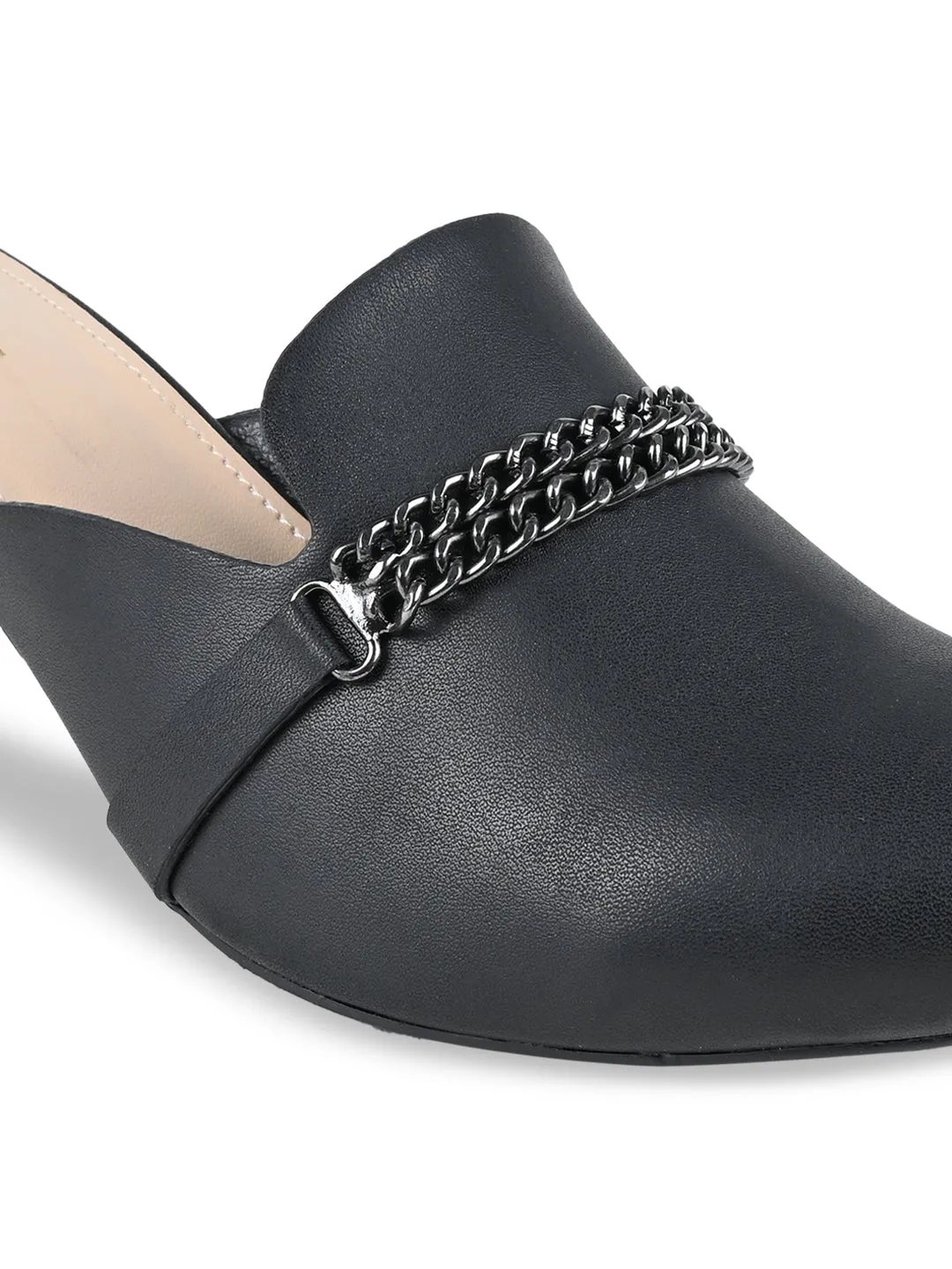 Rocia By Regal Black Women Chain Embellished Mules