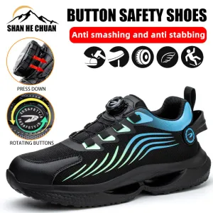 Safety shoes anti smashing anti piercing anti slip wear-resistant steel toe shoes lazy no tie safety shoes