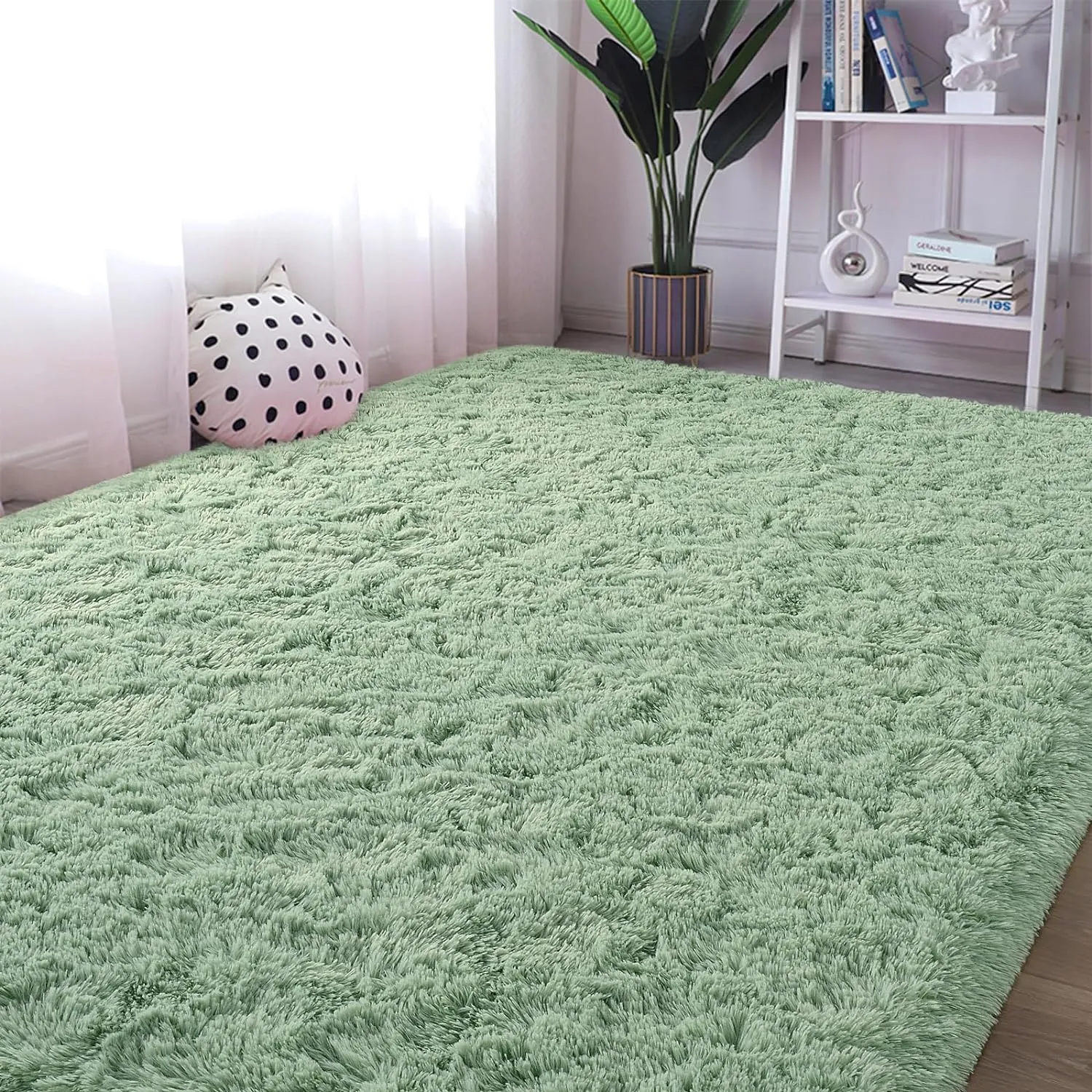 Sage Green Area Rugs 4x6 Rug for Bedroom, Fluffy Rugs for Living Room Rectangular Modern Area Rugs, Soft Plush Carpets for Girls Boys Kids Room Nursery Classrom Rug Home Decor
