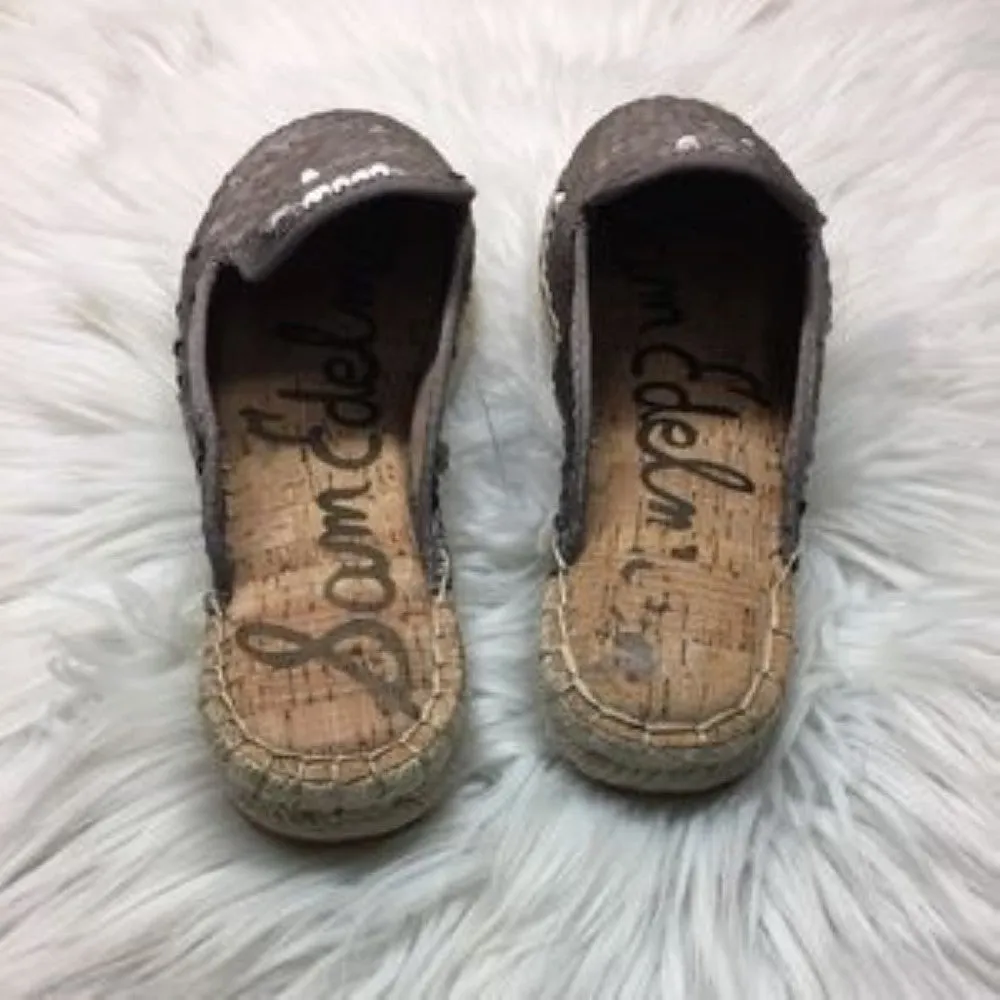 Sam Edelman Kerry Silver Sequins Slides Mule 7.5M