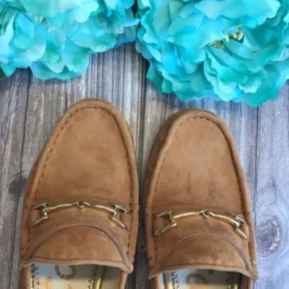 SAM EDELMAN Talia Brown Suede Horse Bit Loafer 6M
