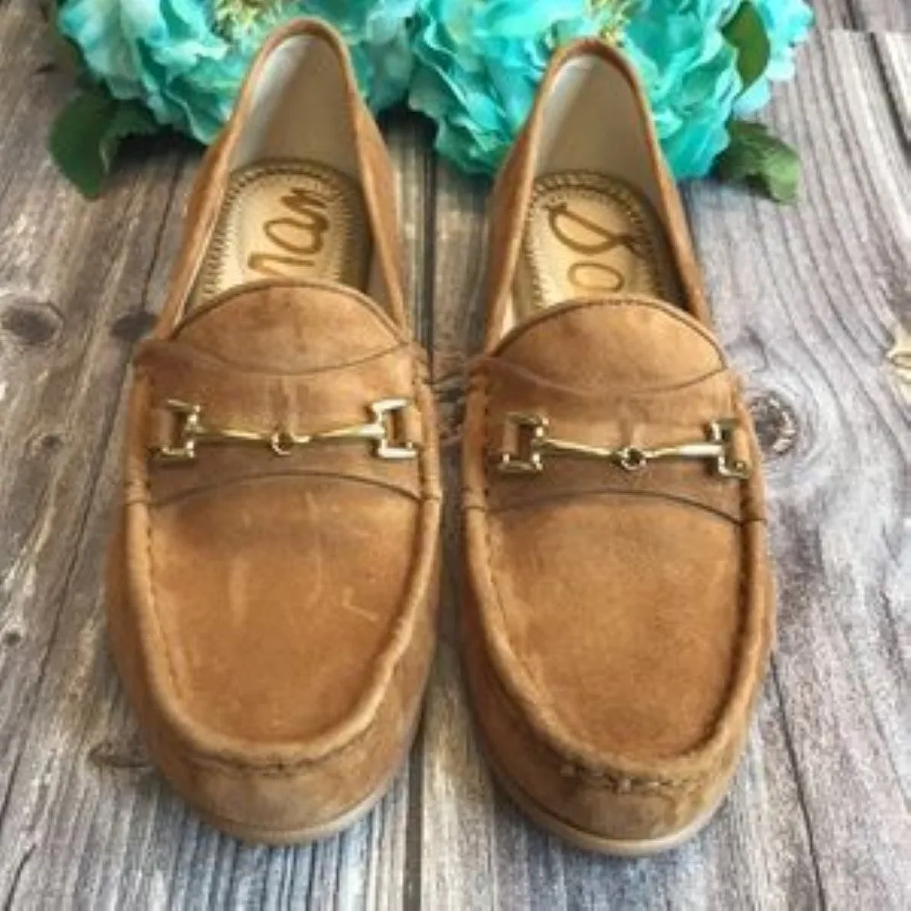 SAM EDELMAN Talia Brown Suede Horse Bit Loafer 6M