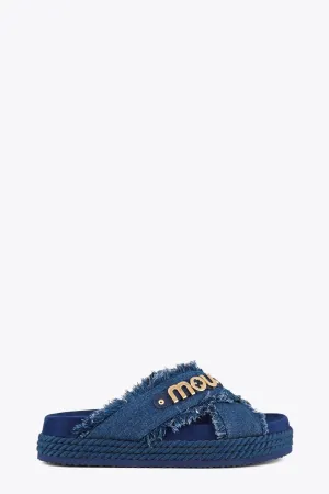 Sandal in denim blu a fasce incrociate con logo - Criss-cross Sandal Denim