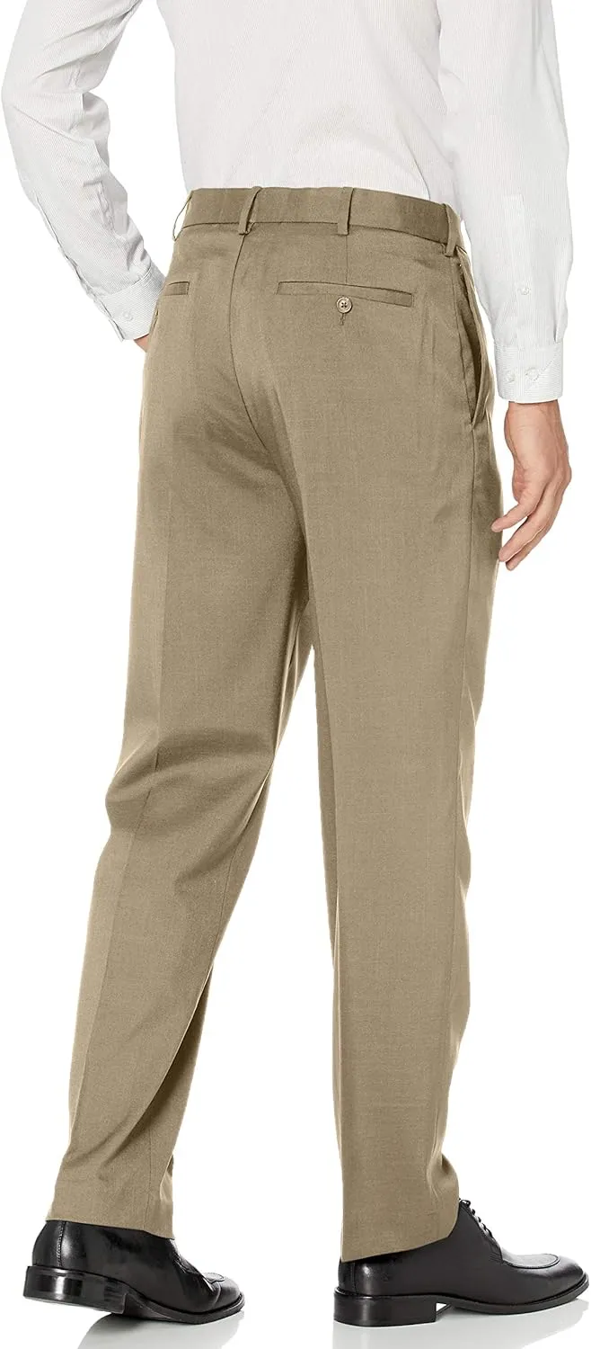 Savane Men's Flat Front Stretch Crosshatch Dress Pant