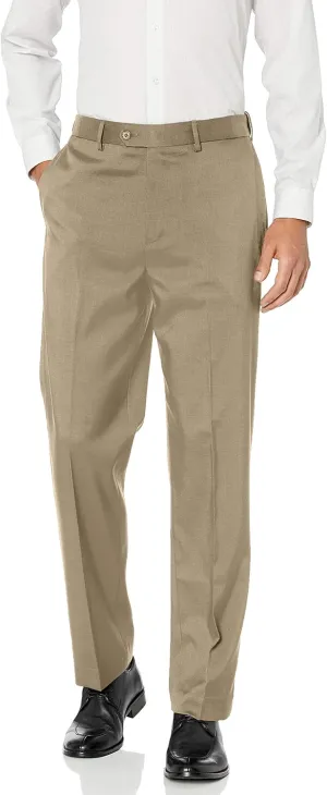 Savane Men's Flat Front Stretch Crosshatch Dress Pant