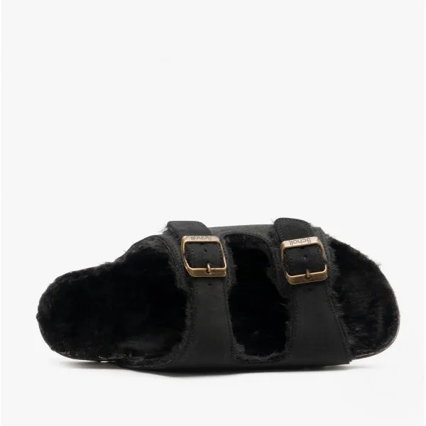 Scholl MISSY Womens Suede Mule Sandals Black