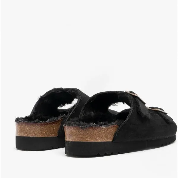 Scholl MISSY Womens Suede Mule Sandals Black