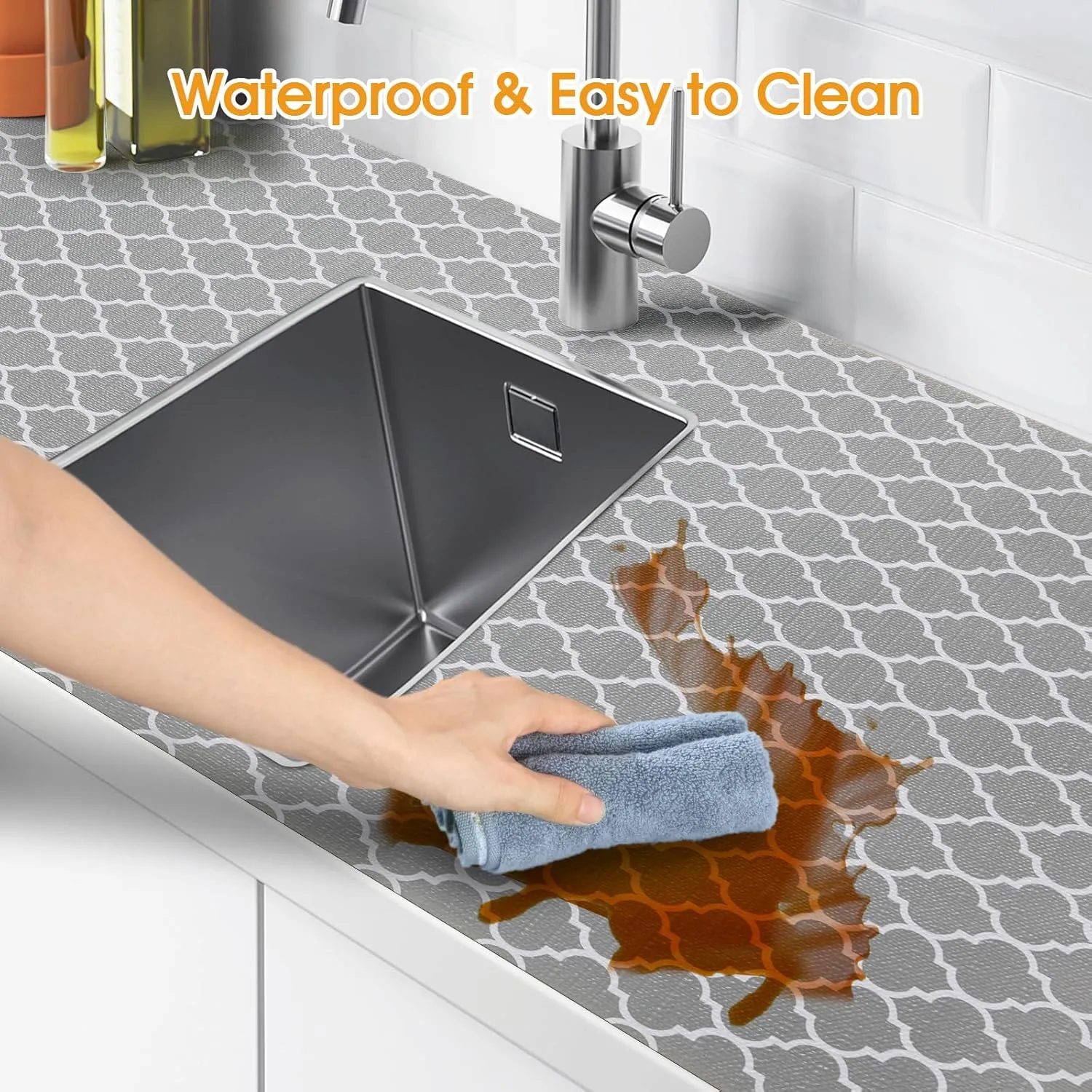 Shelf and Drawer Liner for Kitchen Cabinets Non-Adhesive, Strong Grip Non-Slip Thickened Cabinet Liners for Shelves, Waterproof Mats for Dresser Cupboard, Gray, 12 in x 20 Feet