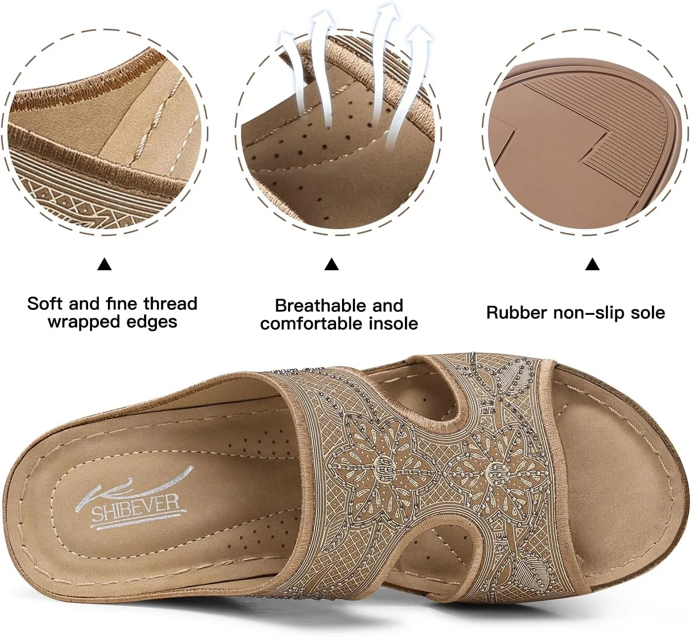 SHIBEVER Wedge Sandals For Women Dressy: Comfortable Summer - Slip On Womens Sandal