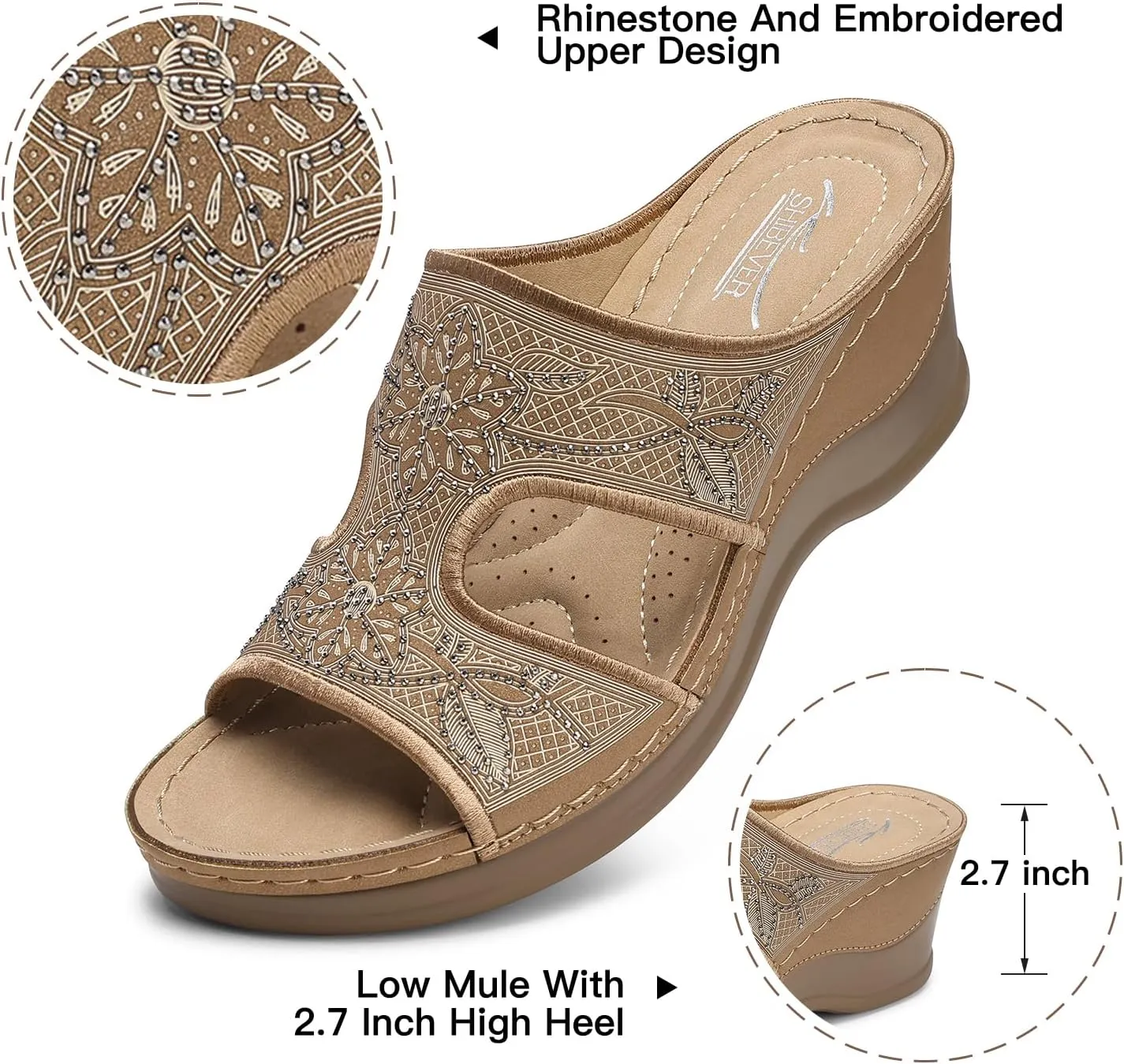 SHIBEVER Wedge Sandals For Women Dressy: Comfortable Summer - Slip On Womens Sandal
